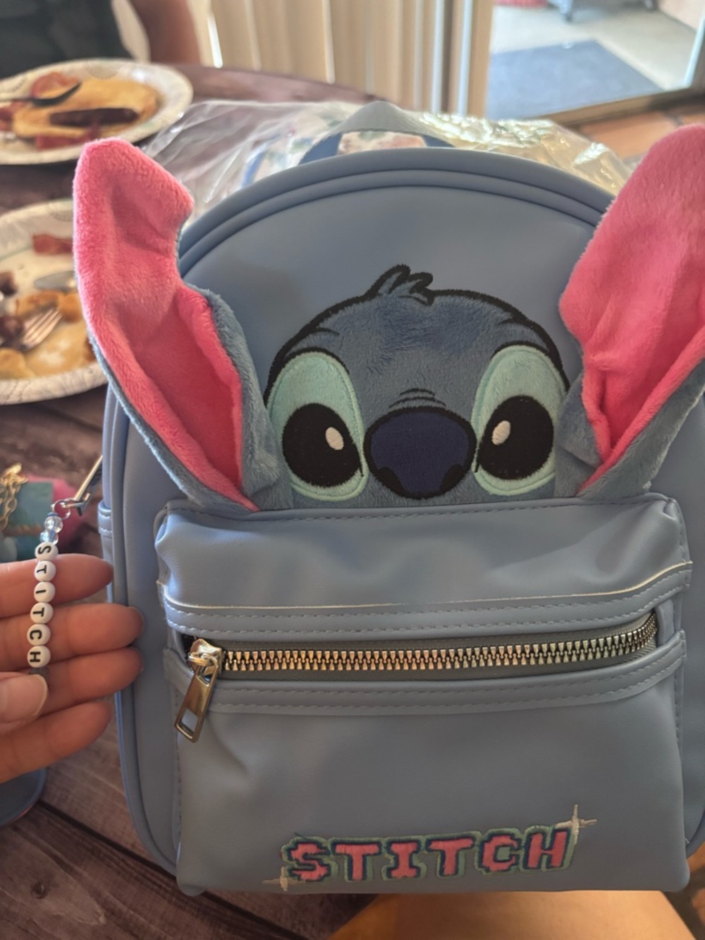 Disney Stitch Kids Light Blue Backpack with Pink Ears